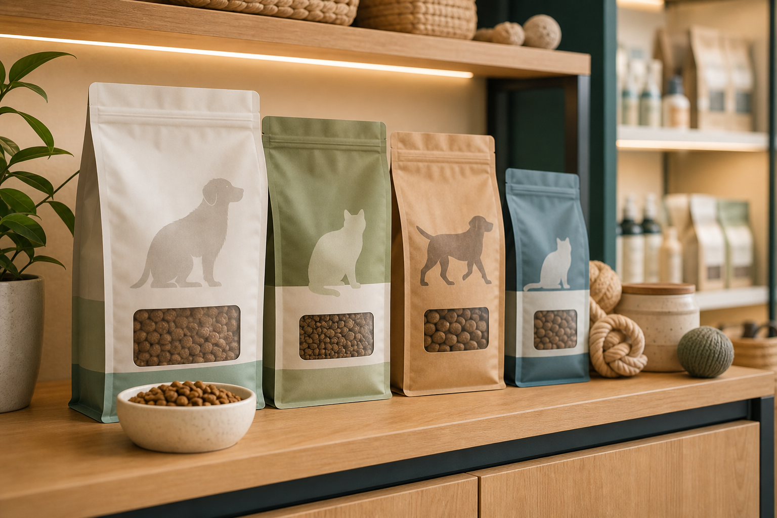 Alimentos premium para perros y gatos en pet boutique